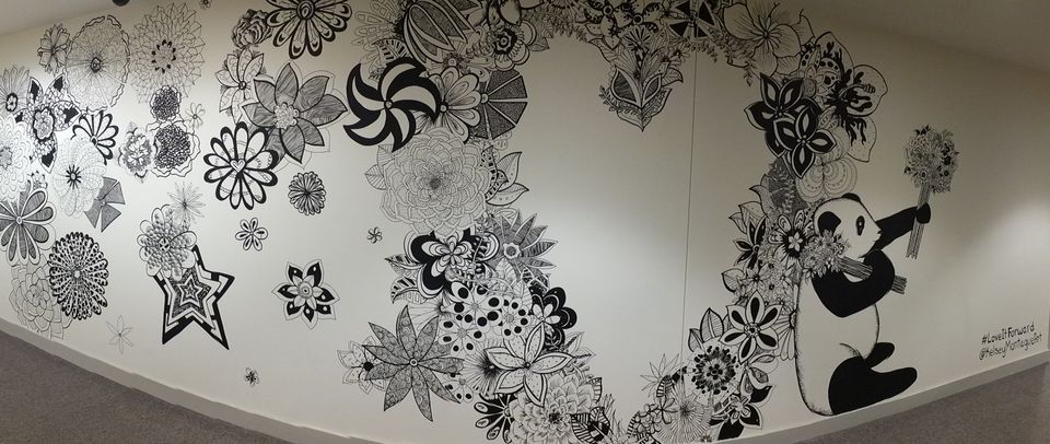 full view of panda wall mural