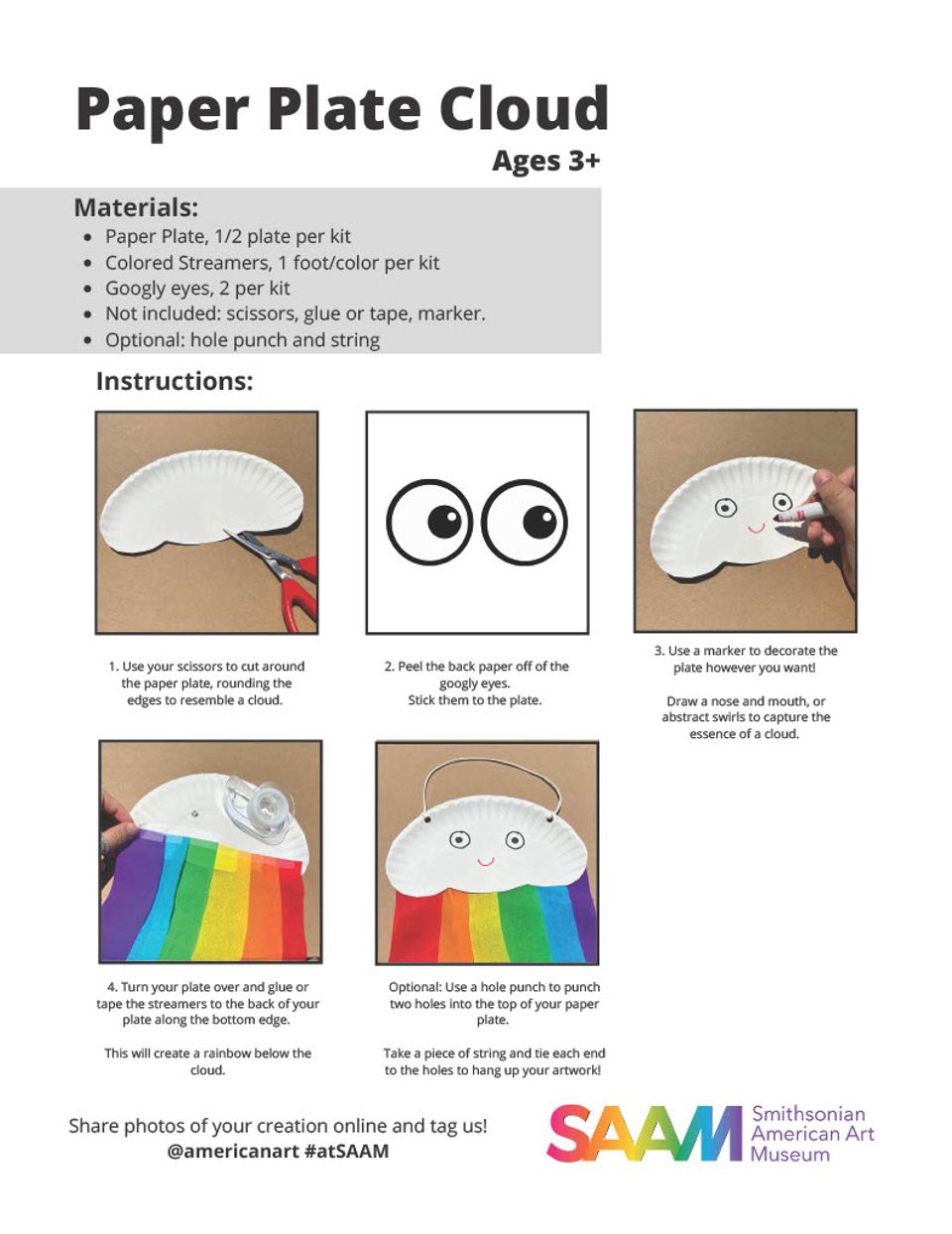 A colorful PDF showing how to make a paper plate cloud