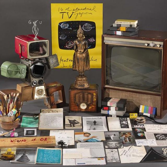 A selection of artifacts and ephemera from the Nam June Paik Archive