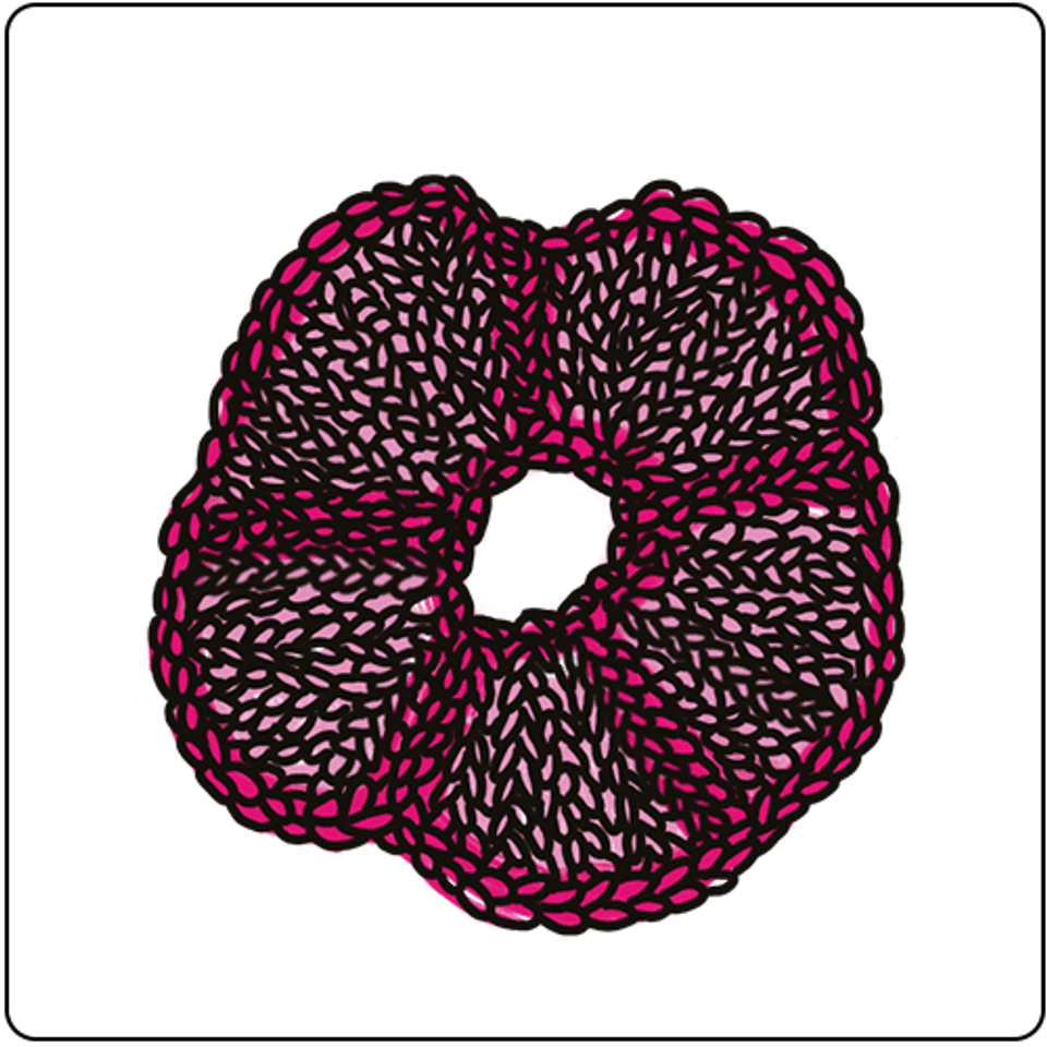 a drawing of a knitted cherry blossom