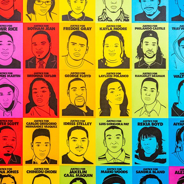 An artwork image of youth who have been killed from violence. 