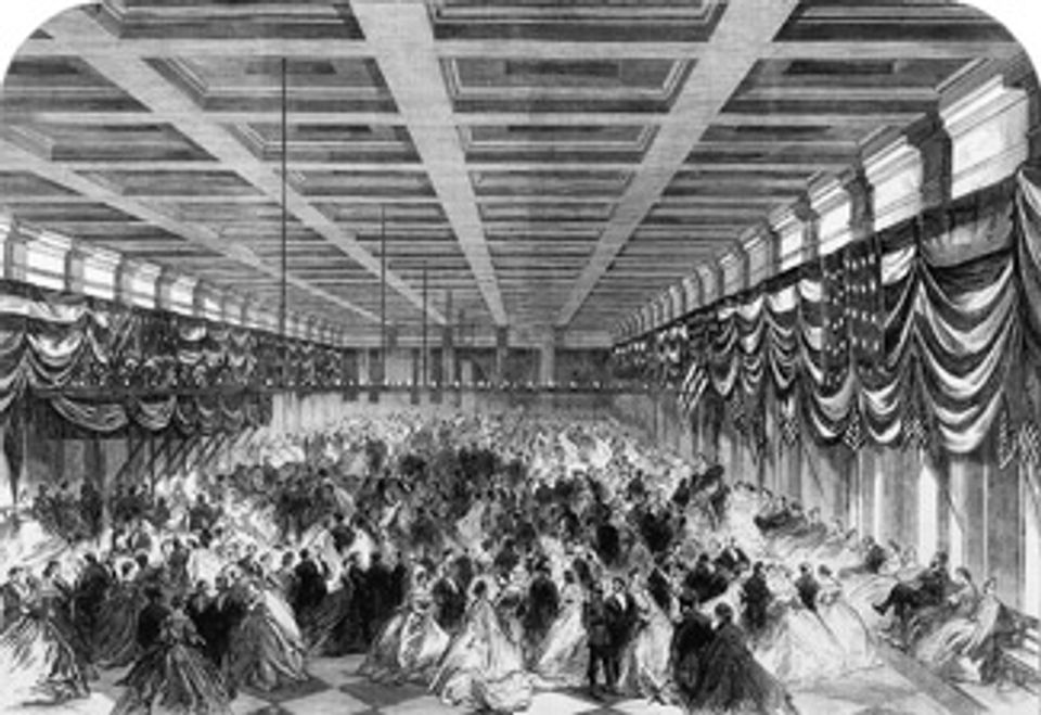 This is a drawing of President Lincoln's inaugural ball