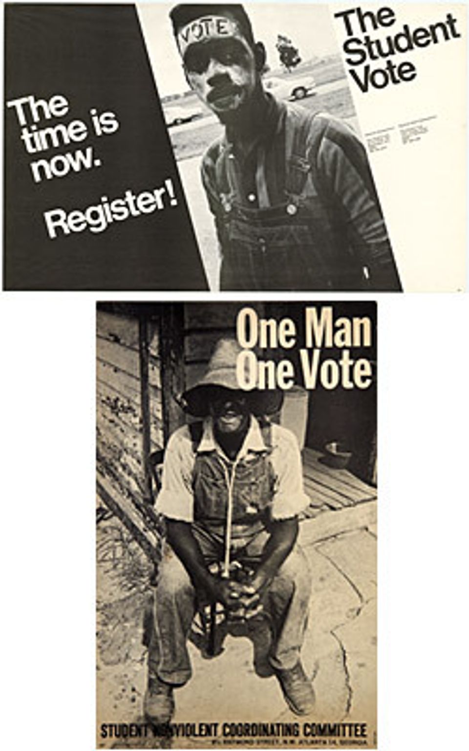 Two posters encouraging people to vote