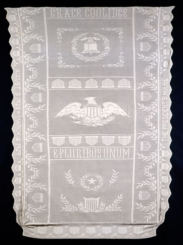 An image of Coolidge's crocheted shoe thread coverlet.