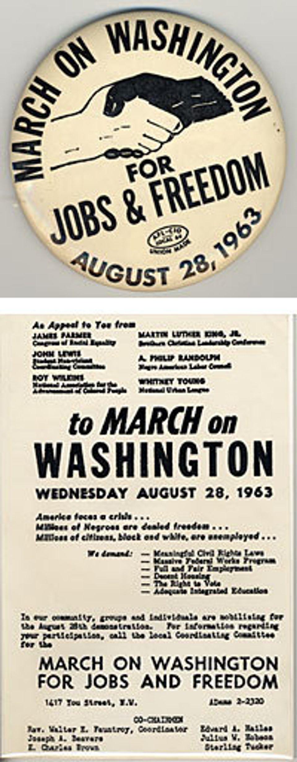 An image of a pin for the march on washington