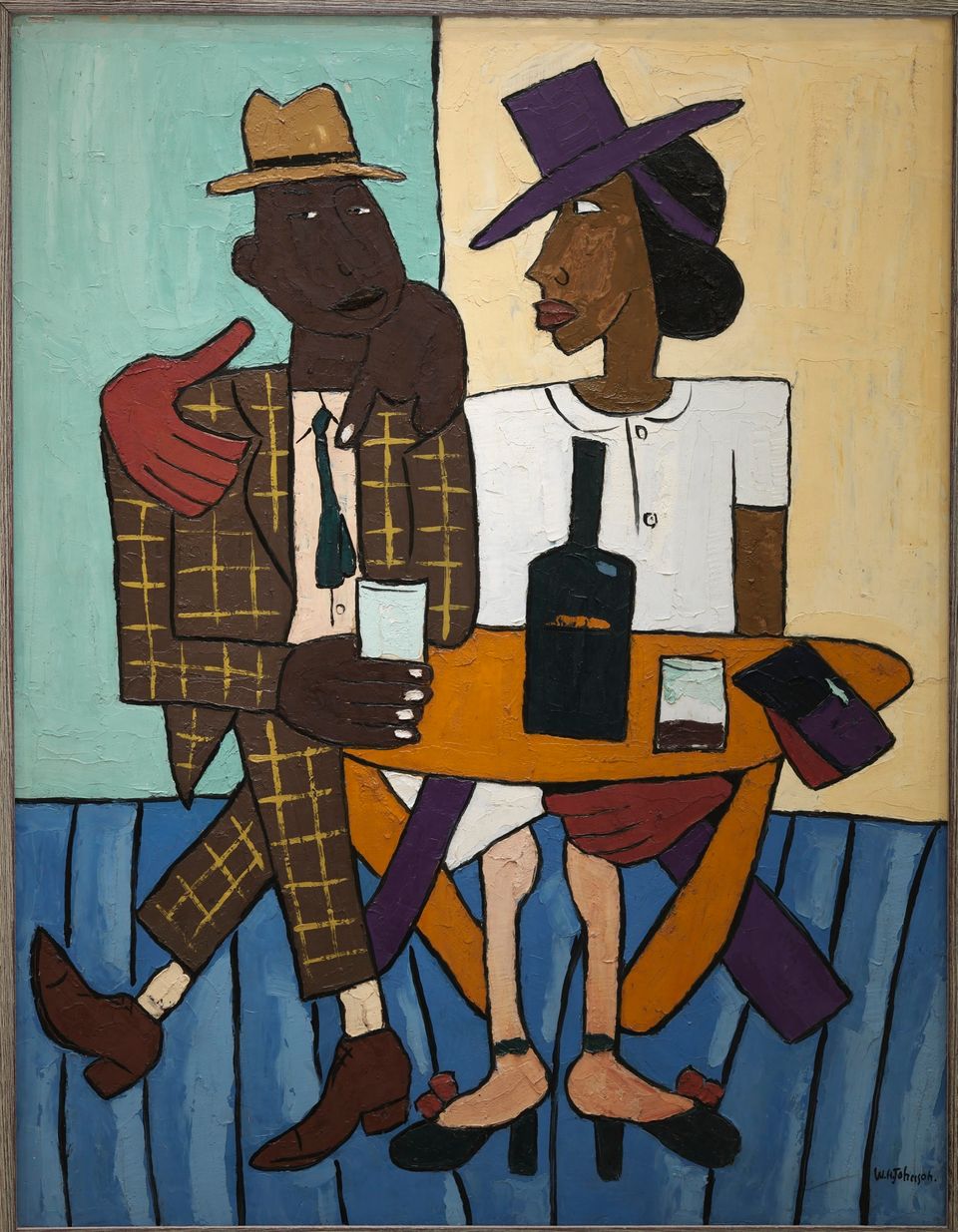 William H. Johnson, Café, ca. 1939-1940, oil on paperboard