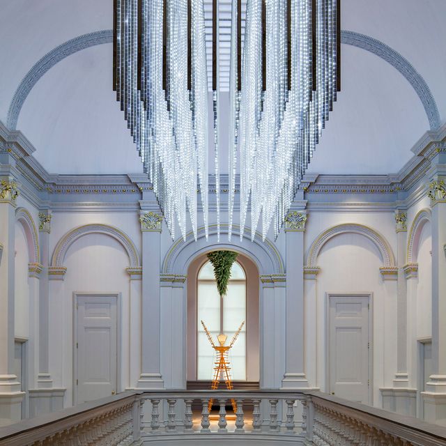 An image of an LED light fixture at the Renwick Gallery. 