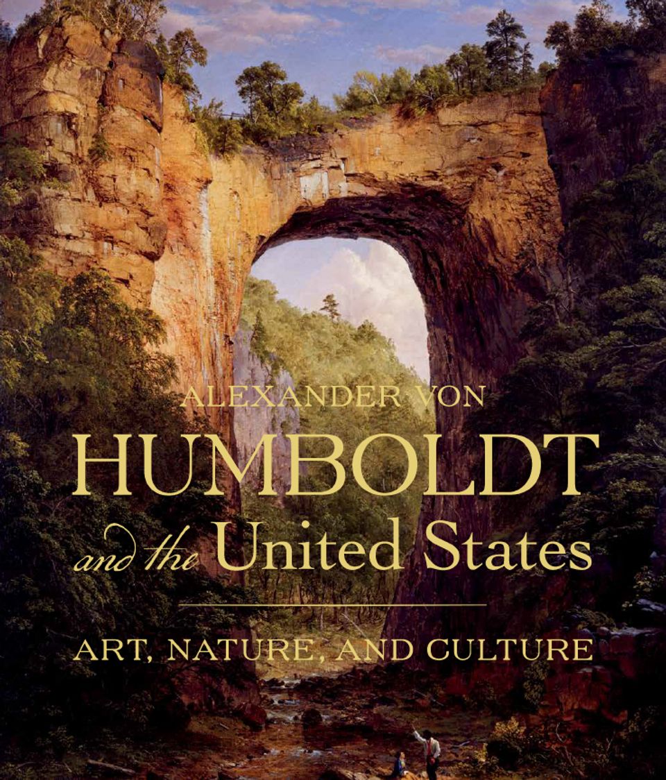 A book cover with a natural bridge painting. 