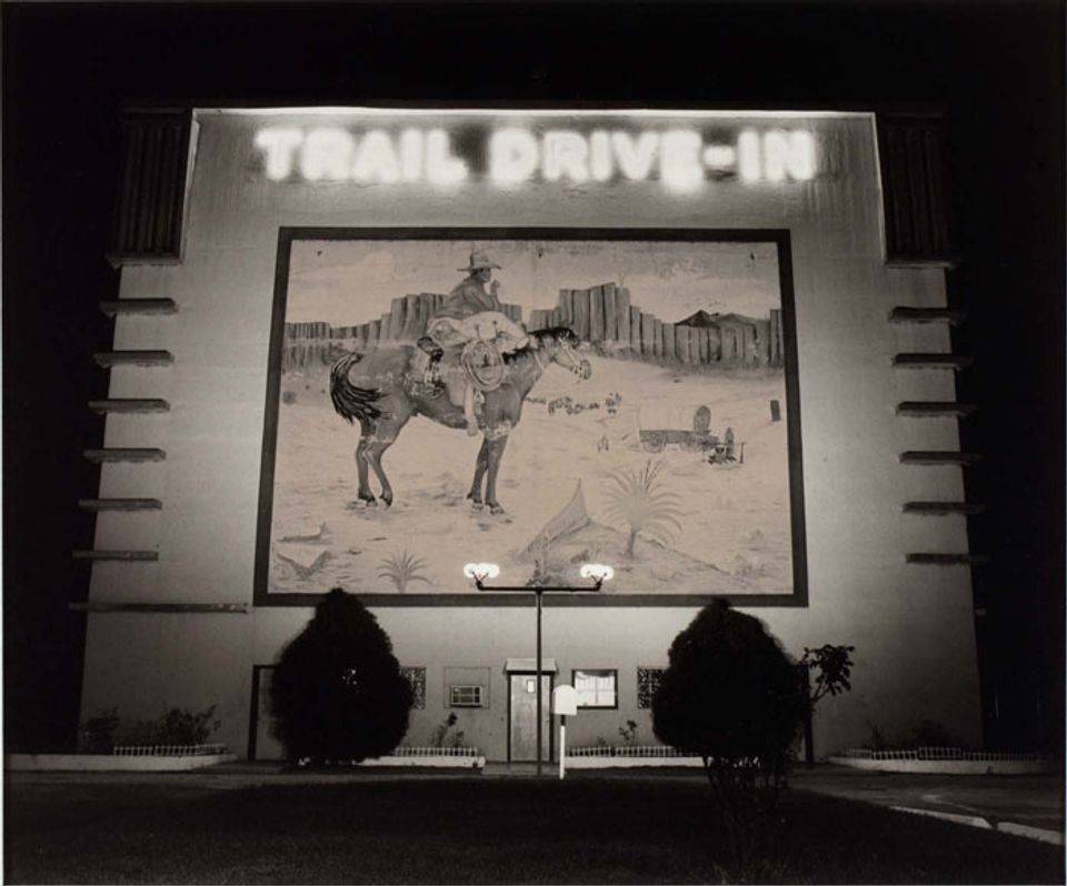 A photograph of a Texas drive-in theater.