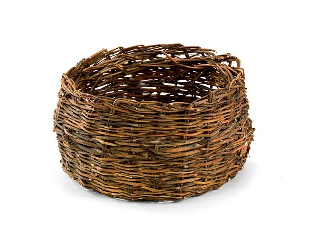 A basket that's small with a circular base 