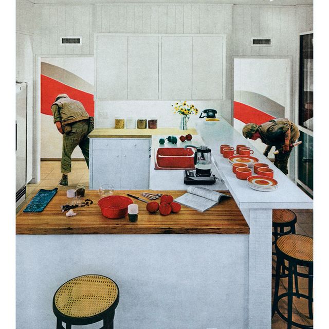 Martha Rosler, Red Stripe Kitchen