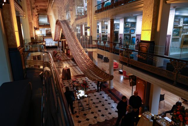 Luce Foundation Center seen from the second floor with the lights dimmed