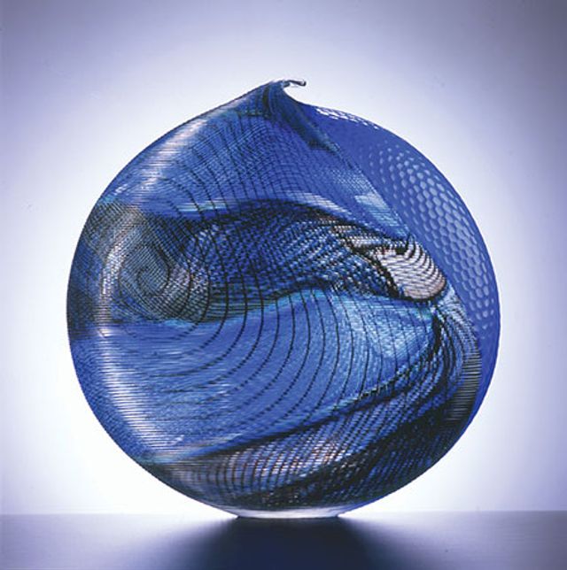 A blue glass vessel.
