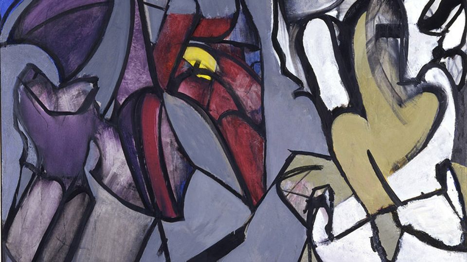 Detail view of abstract painting.