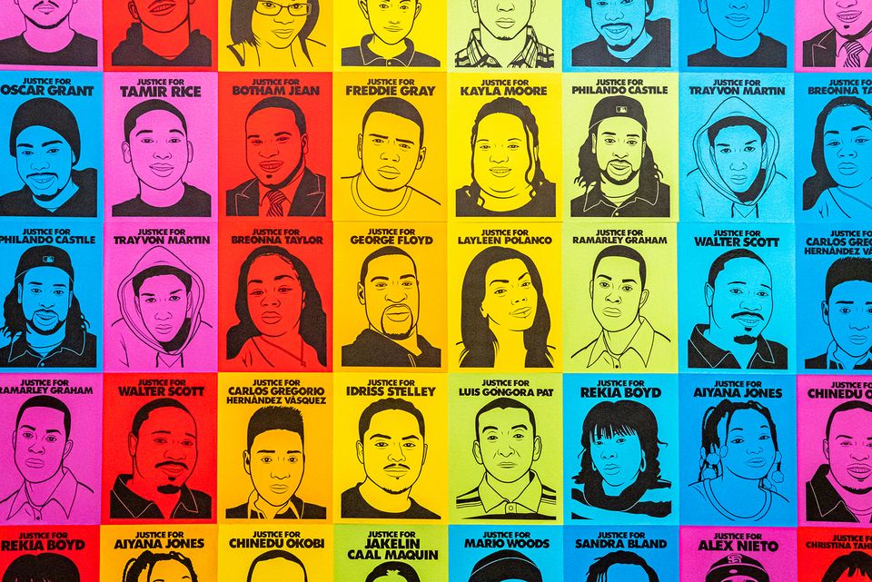 An artwork image of youth who have been killed from violence. 