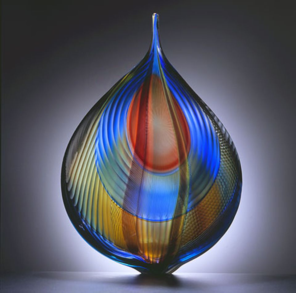 a colorful glass vessel