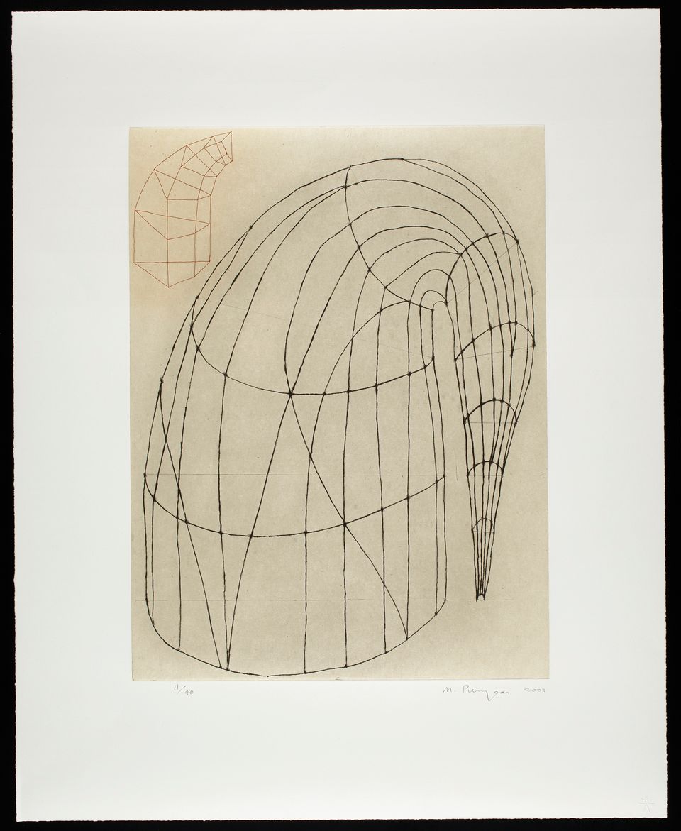 Puryear's Untitled , a color hard and soft ground etching on paper.