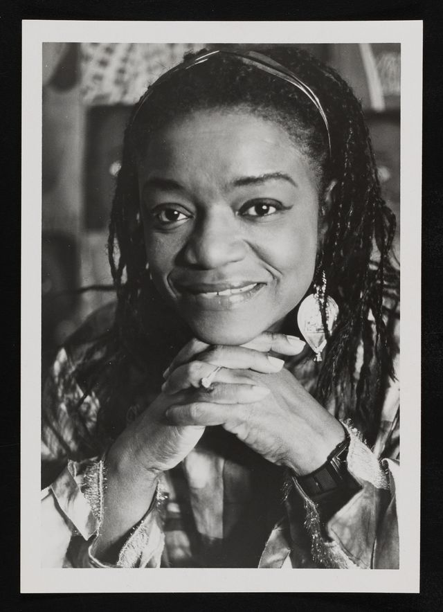 Photograph of Faith Ringgold, circa 1987. Woman's Building records, 1970-1992, Archives of American Art, Smithsonian Institution