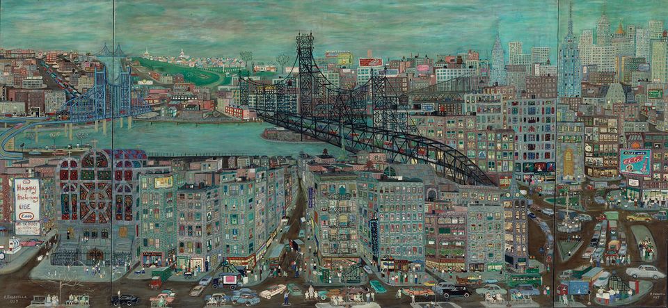 Fasanella's New York City, a painting depicting the cityscape of NYC. 