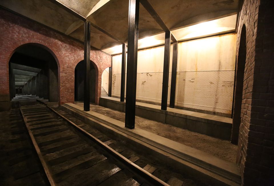 An image inside Rick Araluce's Final Stop, a reproduction of a subway station.