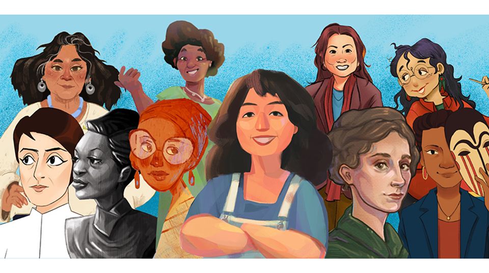 An illustration of 10 women artists