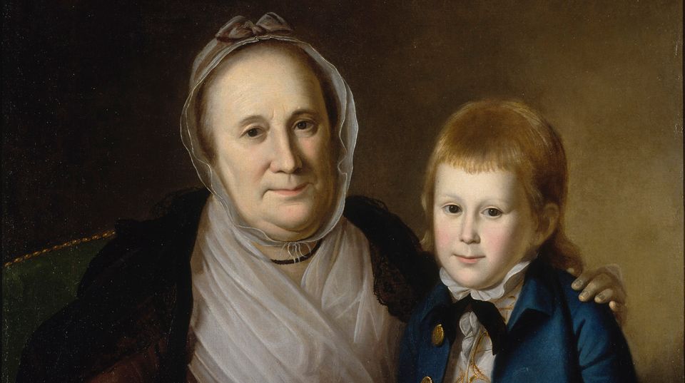A painting of a woman and child