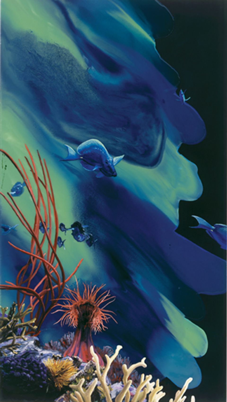 Rockman's oil painting of a coral reef.
