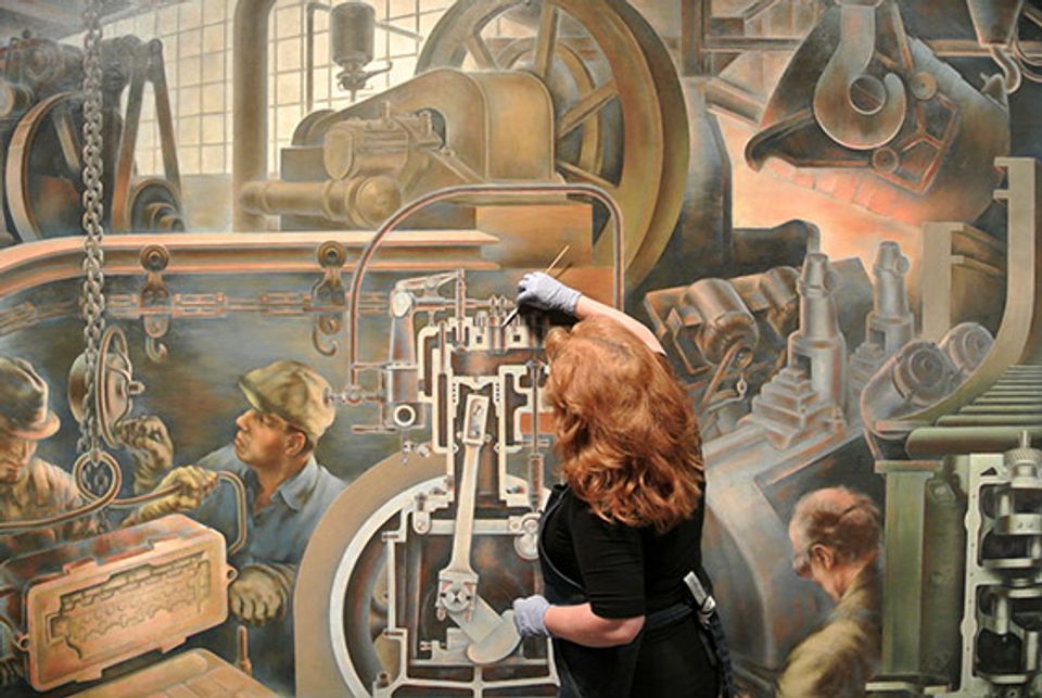 Splash Image - From Public Library to Public Gallery, Marvin Beerbohm's Automotive Industry Mural is Reinstalled