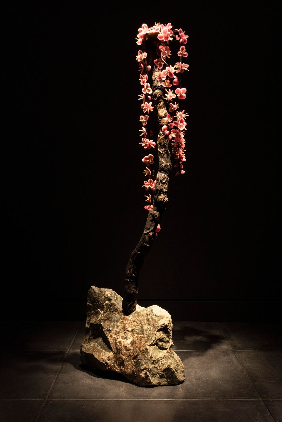 A photograph of artwork resembling flowers 