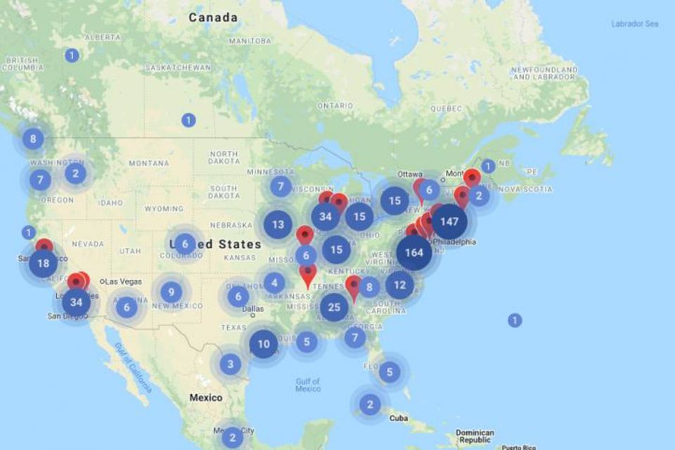 A map showing where fellows are in the United States