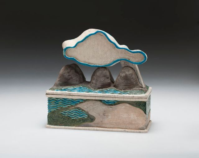 Wayne Higby's Partly Cloud glazed earthenware piece. 