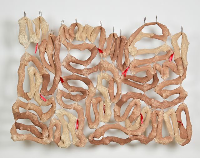Wall hanging reminiscent of intestines.