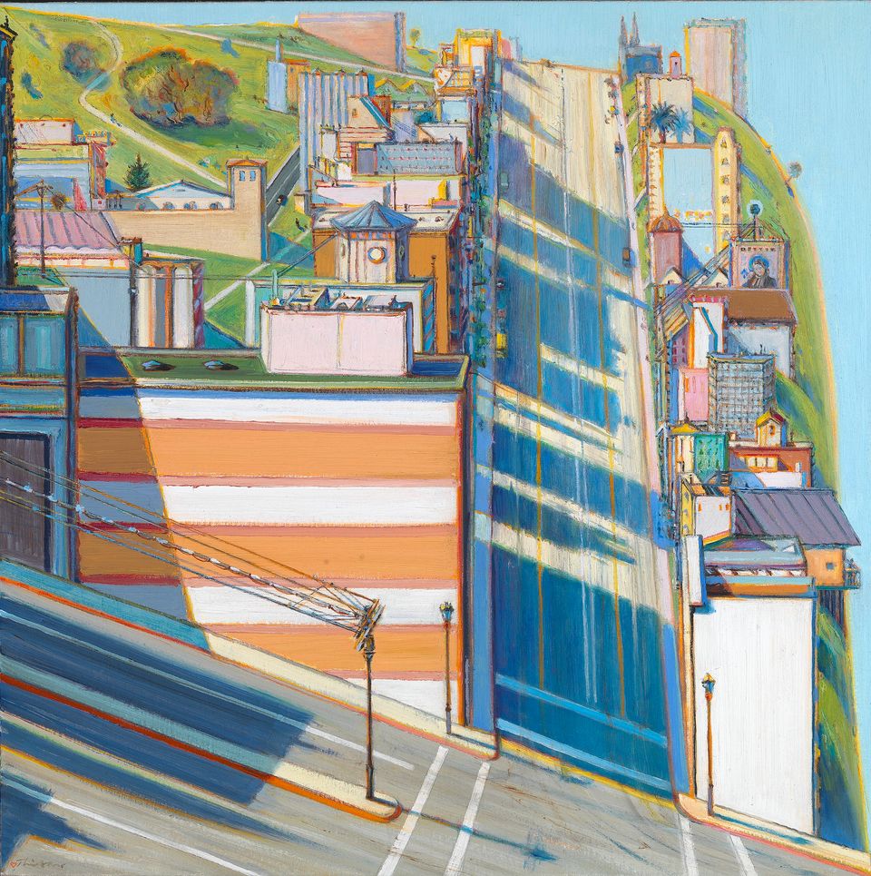 A painting of the steep streets in San Francisco. 