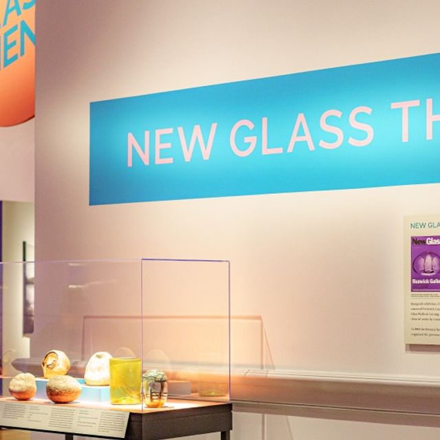 Installation view of New Glass Then
