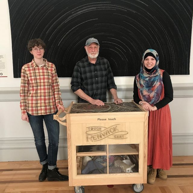 The Renwick's New Art Cart and builders Tessa Berry, Jim Baxter, and Layla Saad.