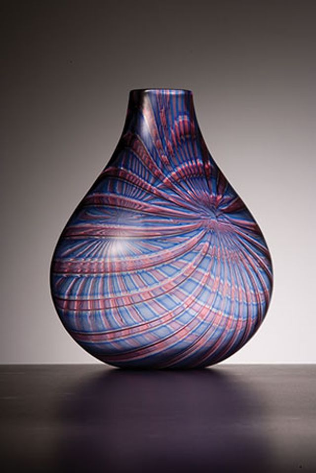 A purple glass vessel.