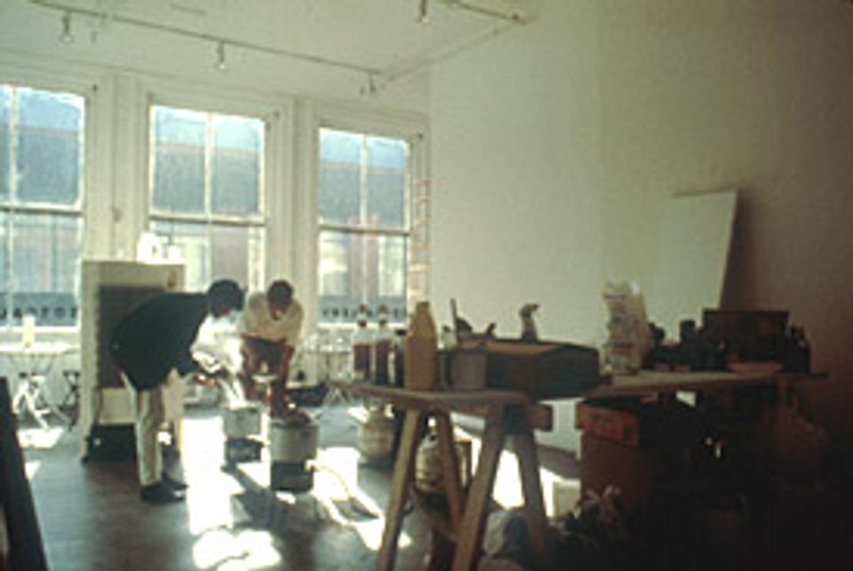 A photograph inside a studio. 