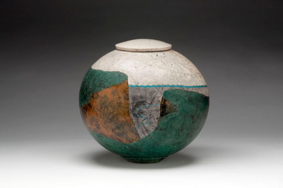 Wayne Higby's Green Terrace Canyon made from glazed earthenware.