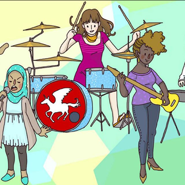 An illustration of an inclusive girl band.
