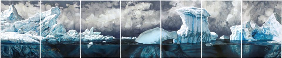Rockman's oil painting of the Arctic ice caps. 