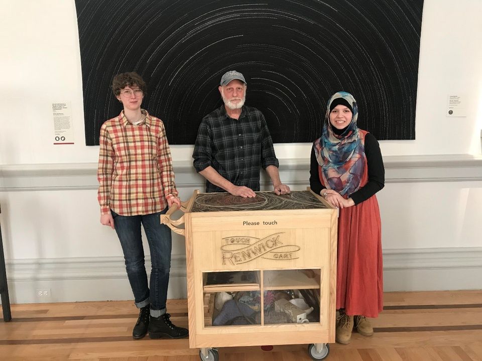 The Renwick's New Art Cart and builders Tessa Berry, Jim Baxter, and Layla Saad.