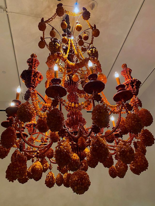 An installation photograph of a chandelier 