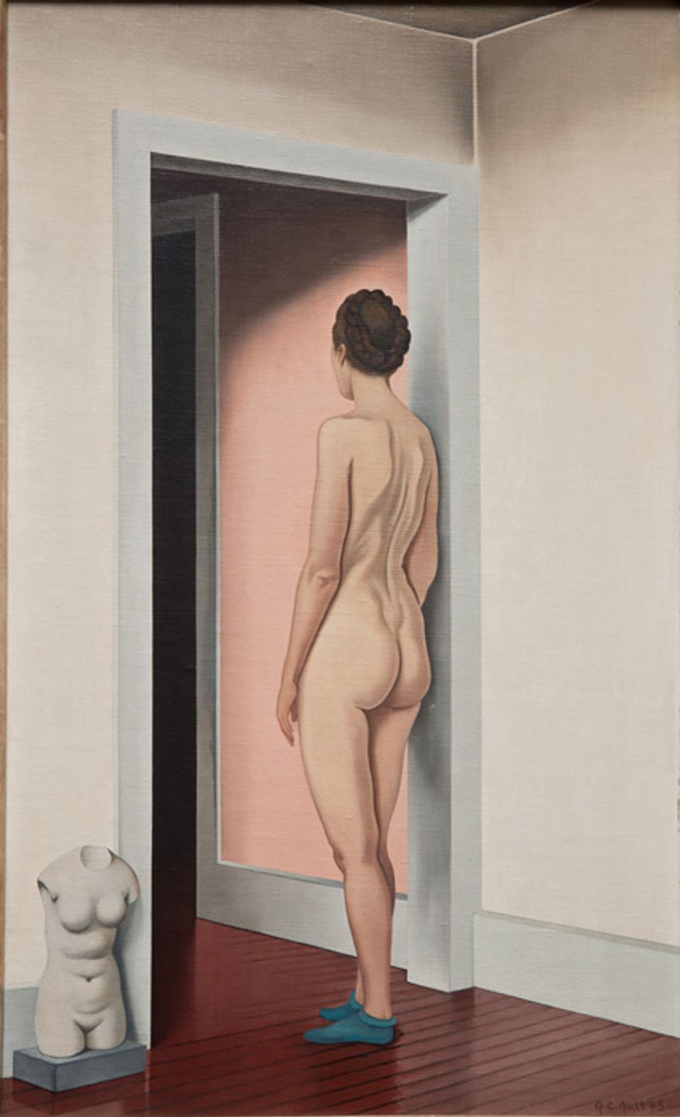 Ault's oil on canvas of a nude woman in a doorway.