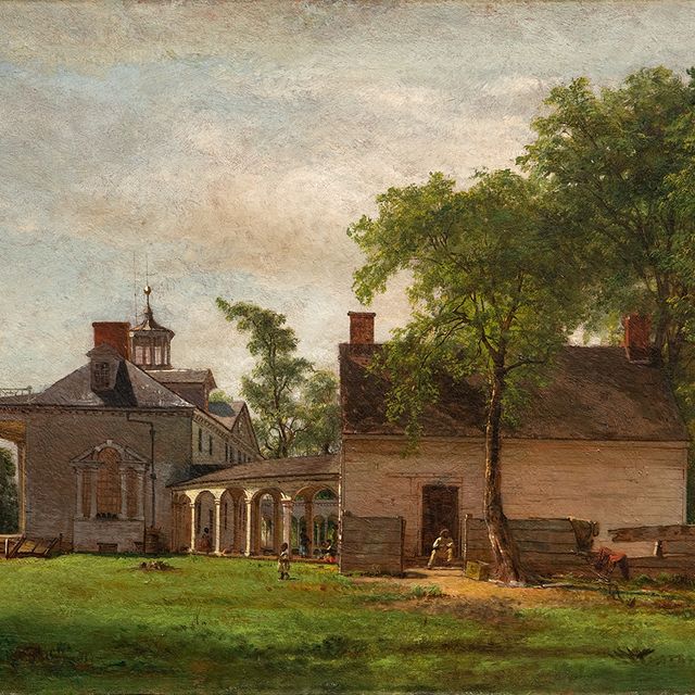 A painting of a house.
