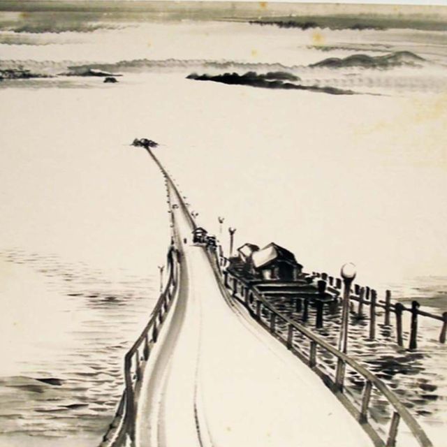 A contour drawing of a pier.