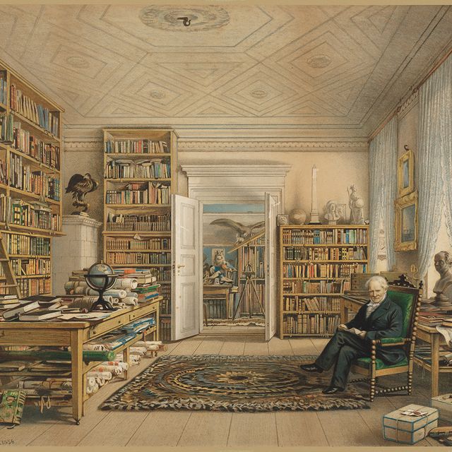 A man in a library.