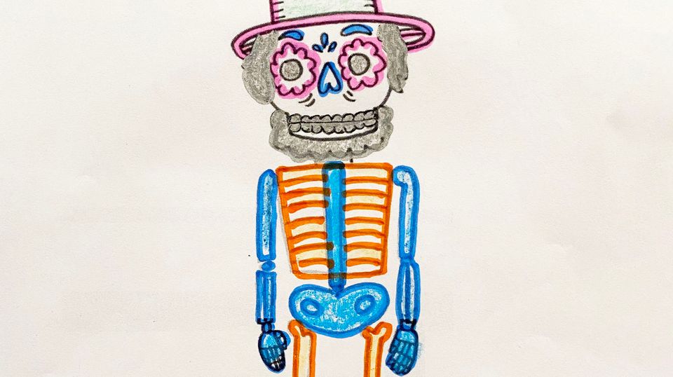 A coloring sheet of a skeleton