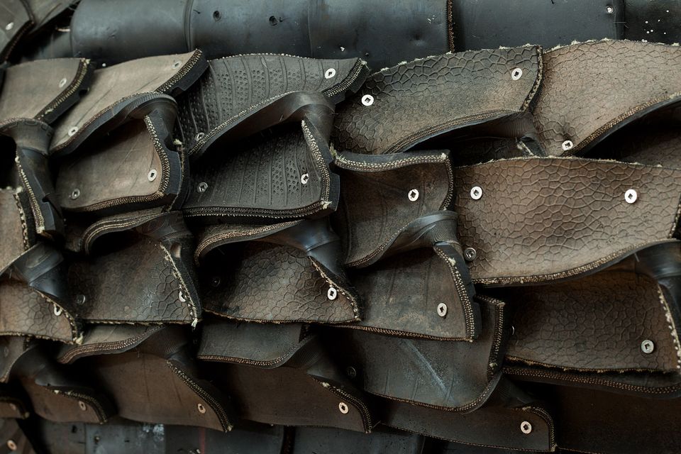 A detail photograph of rubber pieces placed on top of each other.