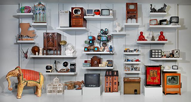 Selected objects from the Nam June Paik Archive on display in 2012.