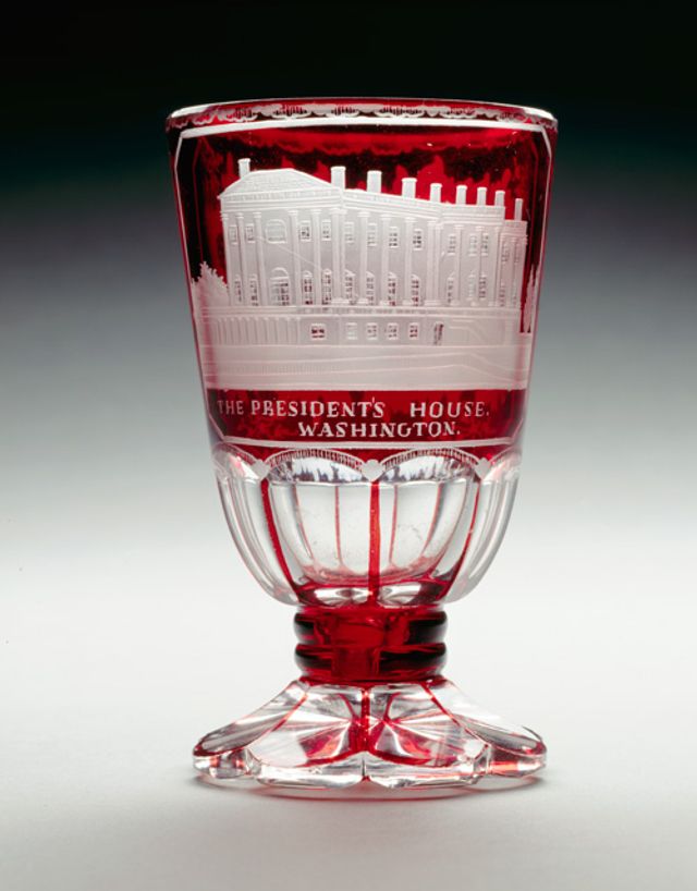 An image of a ruby-stinted glass bohemian goblet. 